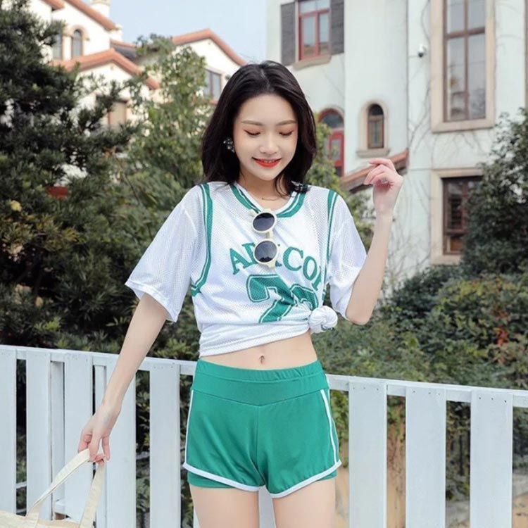 LLサイズTシャツショートパンツ/タンキニトップスショーツ4点セット水着 水着 スリム 3点セット (T) 水着 レディース ３点セット タンキニ水着