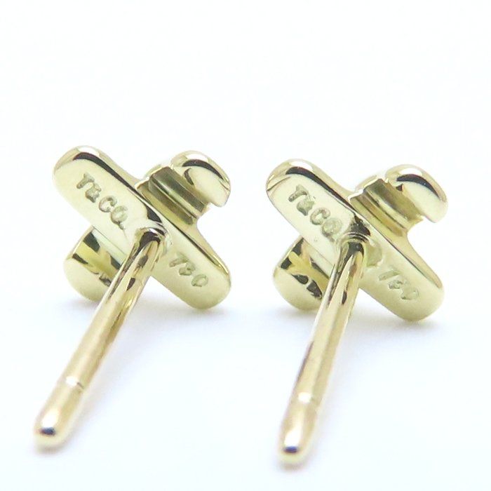 TIFFANY&Co. ティファニー クロスステッチ ピアス K18YG イエロー  