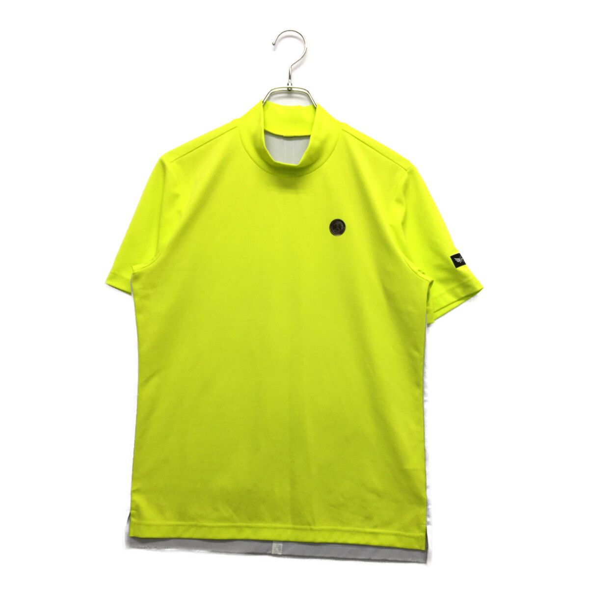 LANVIN - coco 中古 ランバンスポール LANVIN SPORT メンズ 半袖シャツ 38(M)  黄緑×グレー ライムイエロー モックネックシャツ ストレッチ 中古 メンズ ランバンスポール LANVIN SPORT 半袖シャツ 38(M