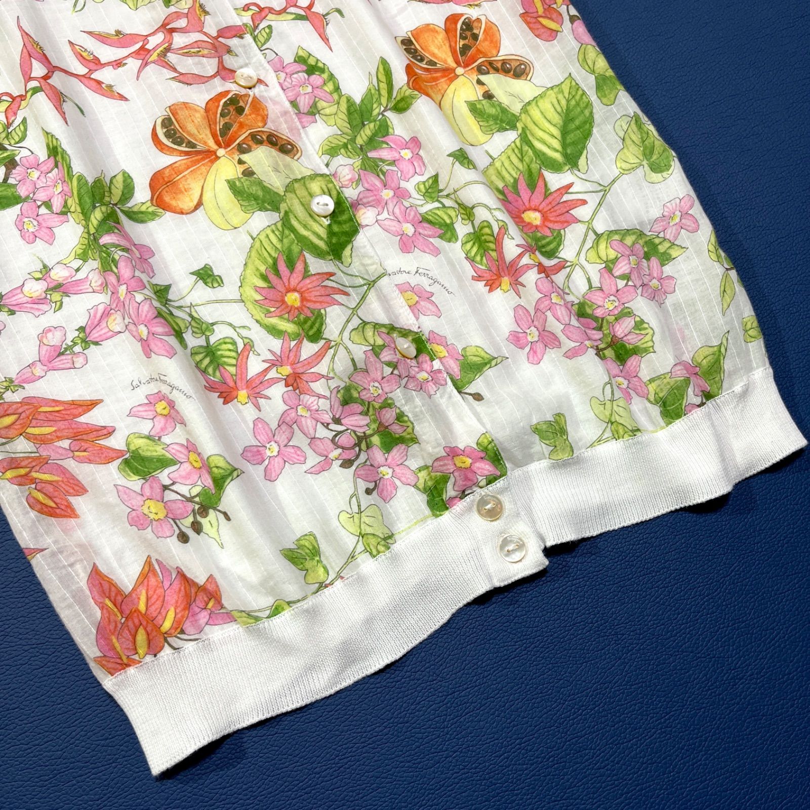 cE36 Salvatore Ferragamo 花柄シフォンドッキングカーディガン