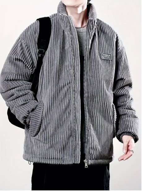 メンズ ジャケット コーデュロイ フラッパーコート 大きいサイズ カジュアル 春 夏 厚手 冬 暖い カジュアル テーラード 冬 長袖 50代 オフィス カラージップアップ ポケット付き 長袖 レギュラー 長さ 織物 ルーズフィット ソリッドカラー グレー
