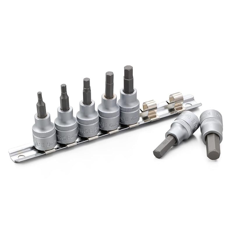 デイトナ(Daytona) バイク用 工具 ヘックスソケット 六角 ショート 差込角3/8インチ 7ピースセット(3/4/5/6/8/10mm) ソケットレール付き 91481