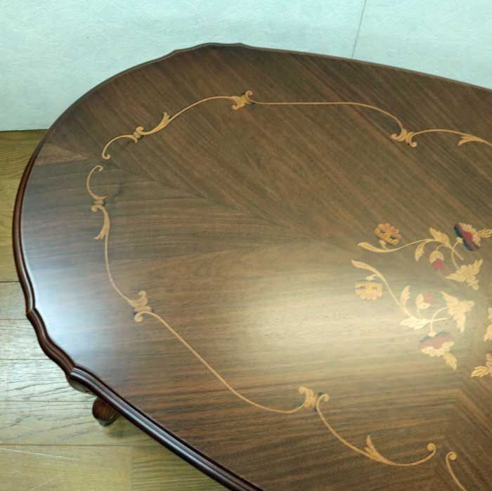 (写真を更新しました)イタリア製　アンティーク　ローテーブル　象がん 写真を更新しました)イタリア製 アンティーク ローテーブル