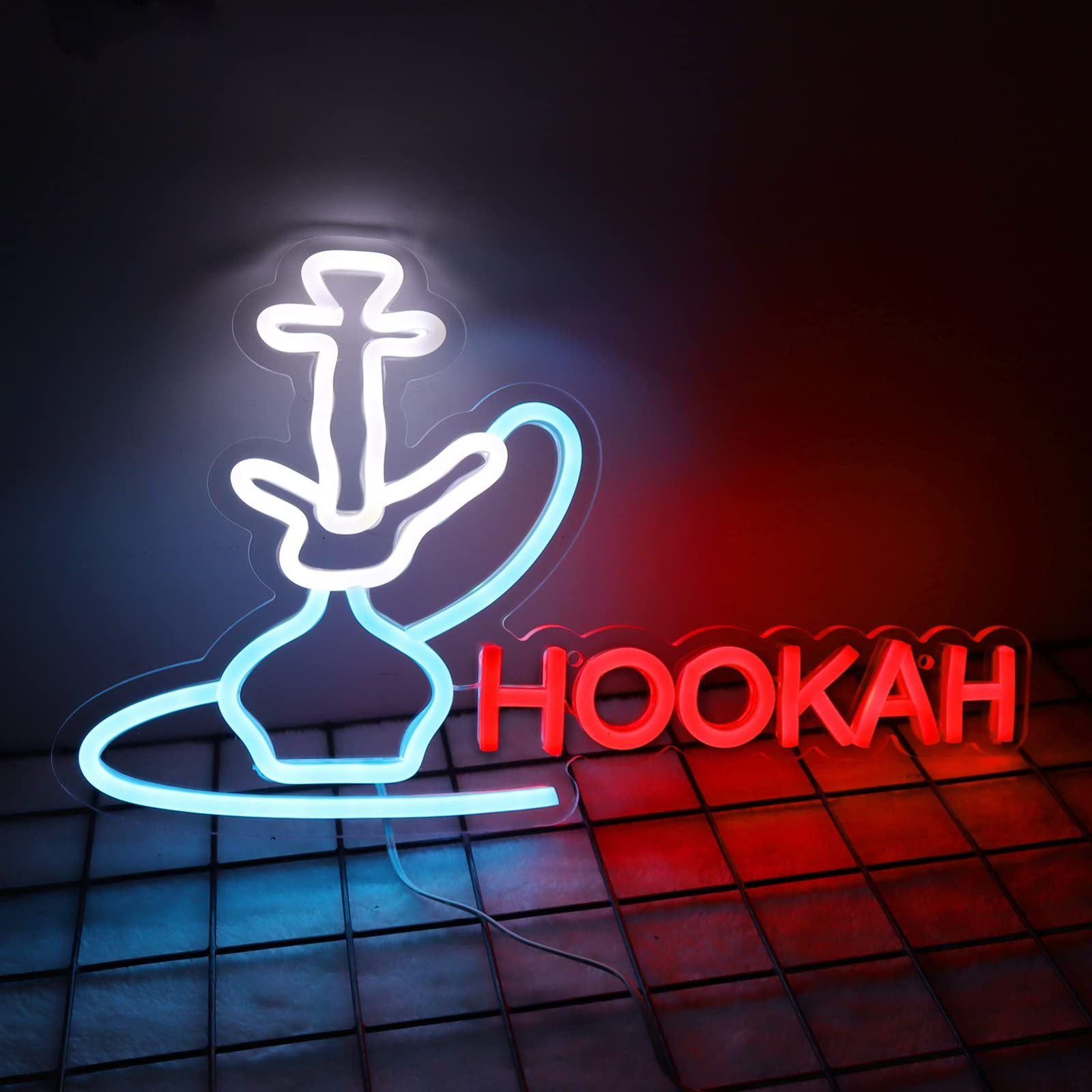 Hookah ネオンサイン バーや男性の洞窟の装飾用 非常に明るいLED広告ディスプレイサイン 喫煙ラウンジやベイプショップ用 壁や窓に簡単に吊り下げ  - メルカリ