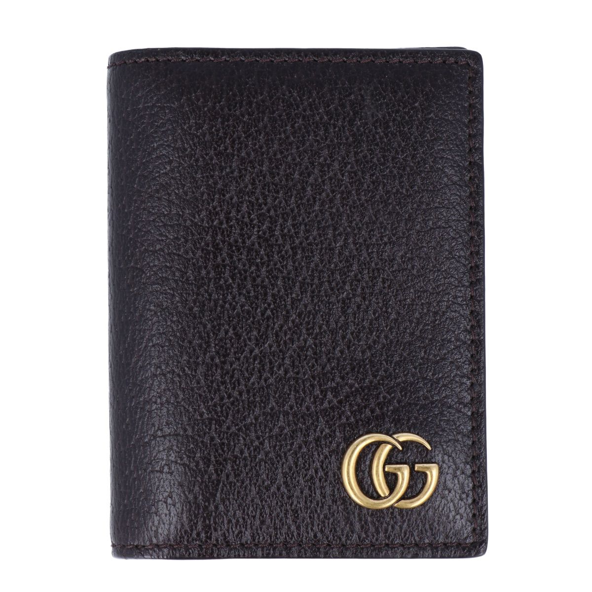GUCCI グッチ GGマーモント ダブルG カードケース 428737 レザー ダークブラウン 名刺入れ メンズ -AB 9304