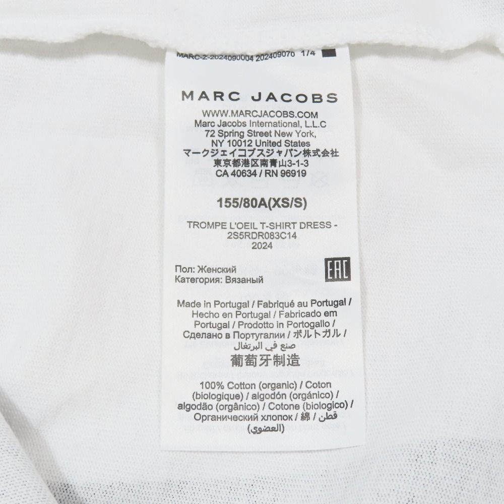 【MARC JACOBS】トロンプルイユ Tシャツ ドレス 未使用 白25SS MARC JACOBS マークジェイコブス Tシャツ ミニ