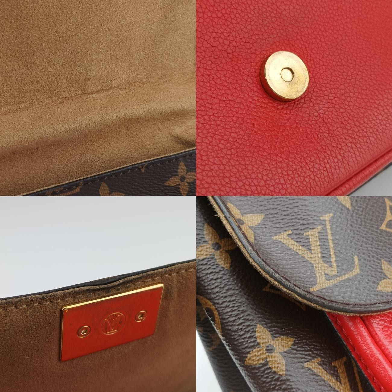 Vuittonマリニャンモノグラム ブラウン系×コクリコモノグラムキャンバス×カーフレザーM44286FL3108