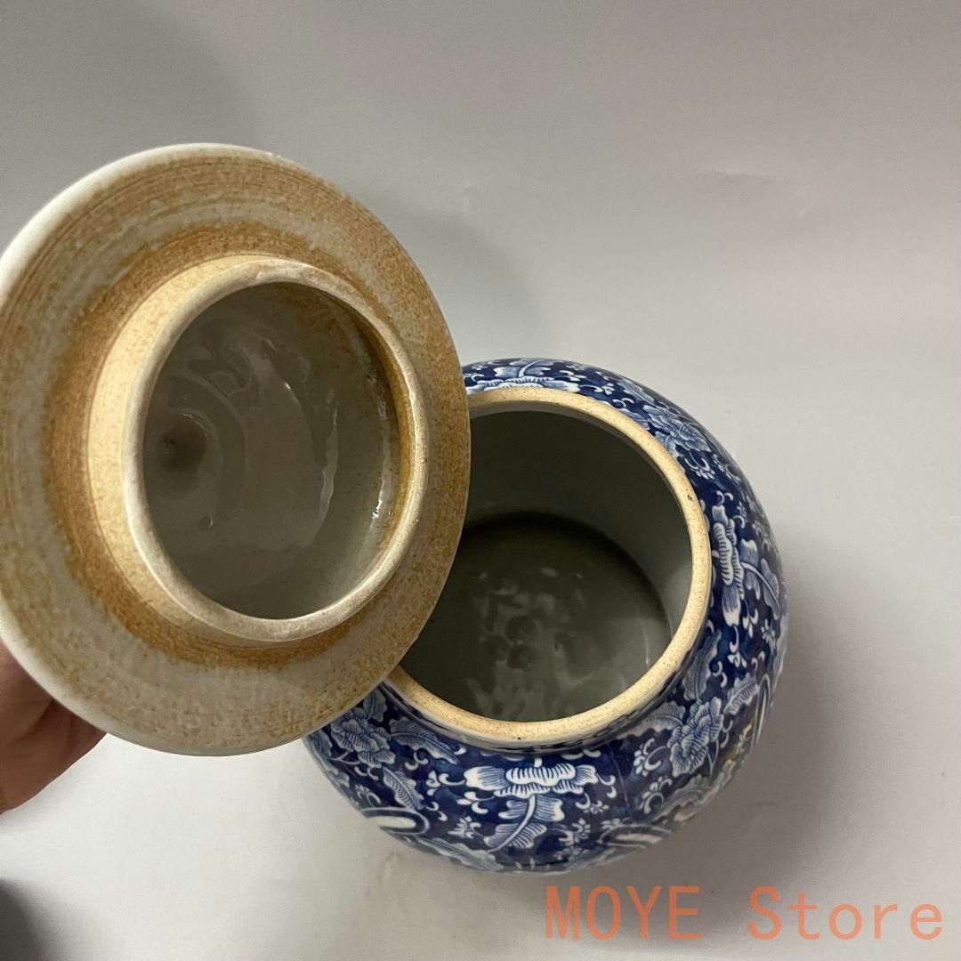 青花如意紋将軍缶 貯蔵タンク 景徳鎮 陶磁器 装飾品 現代工芸品 美術品