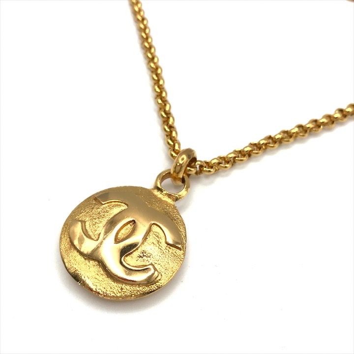 CHANEL シャネル ココマーク コイン ヴィンテージ ロング チェーン ネックレス ゴールド レディース tm92