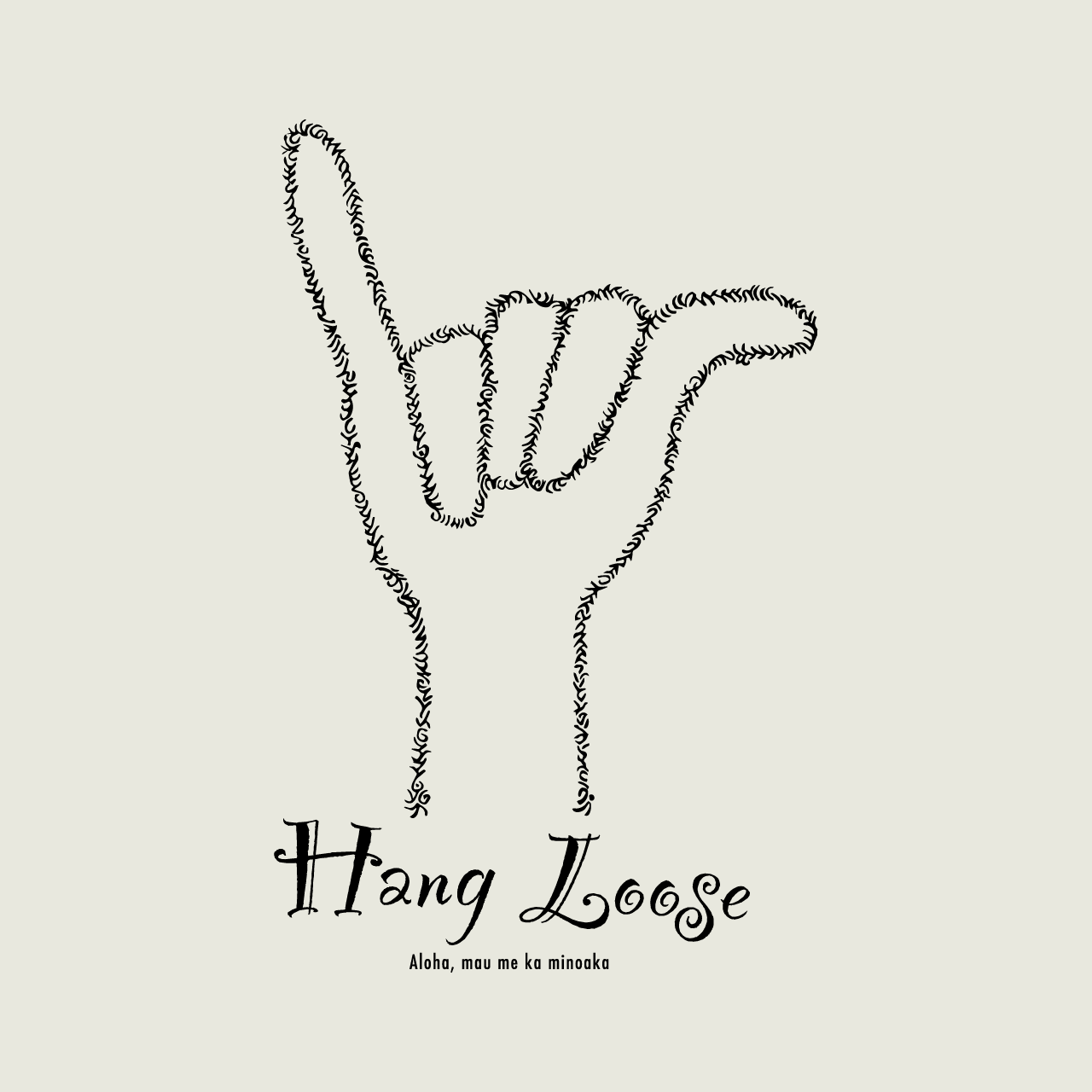 グラフィックロングTシャツ　Hang Loose Mono / White -Long-