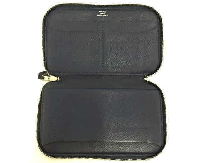 ✟ HERMES 二つ折り財布 ソワクール ナイロンキャンバス ブルー系 Y刻印 