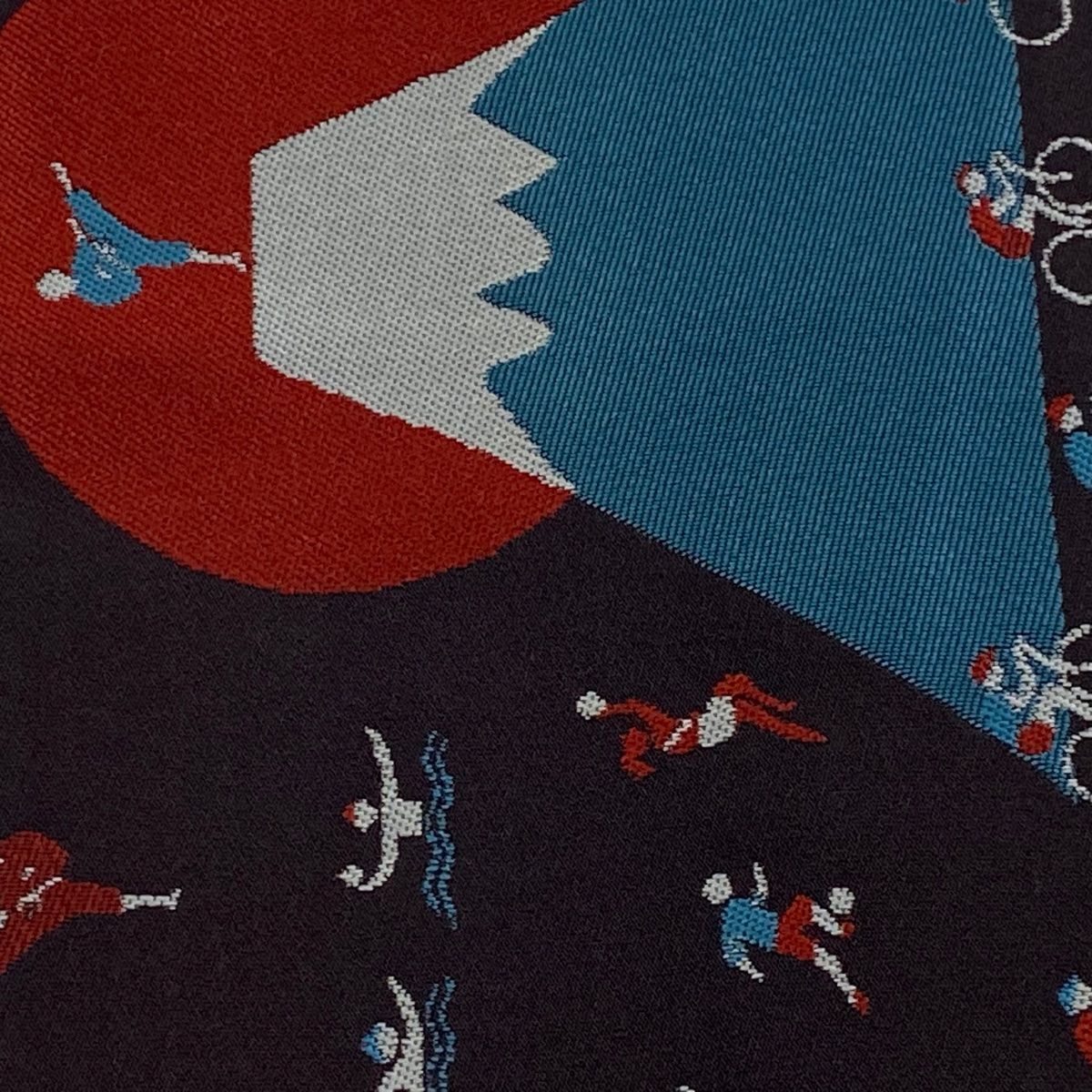 半幅帯 優品 スポーツをする人 富士山 茶紫 化繊