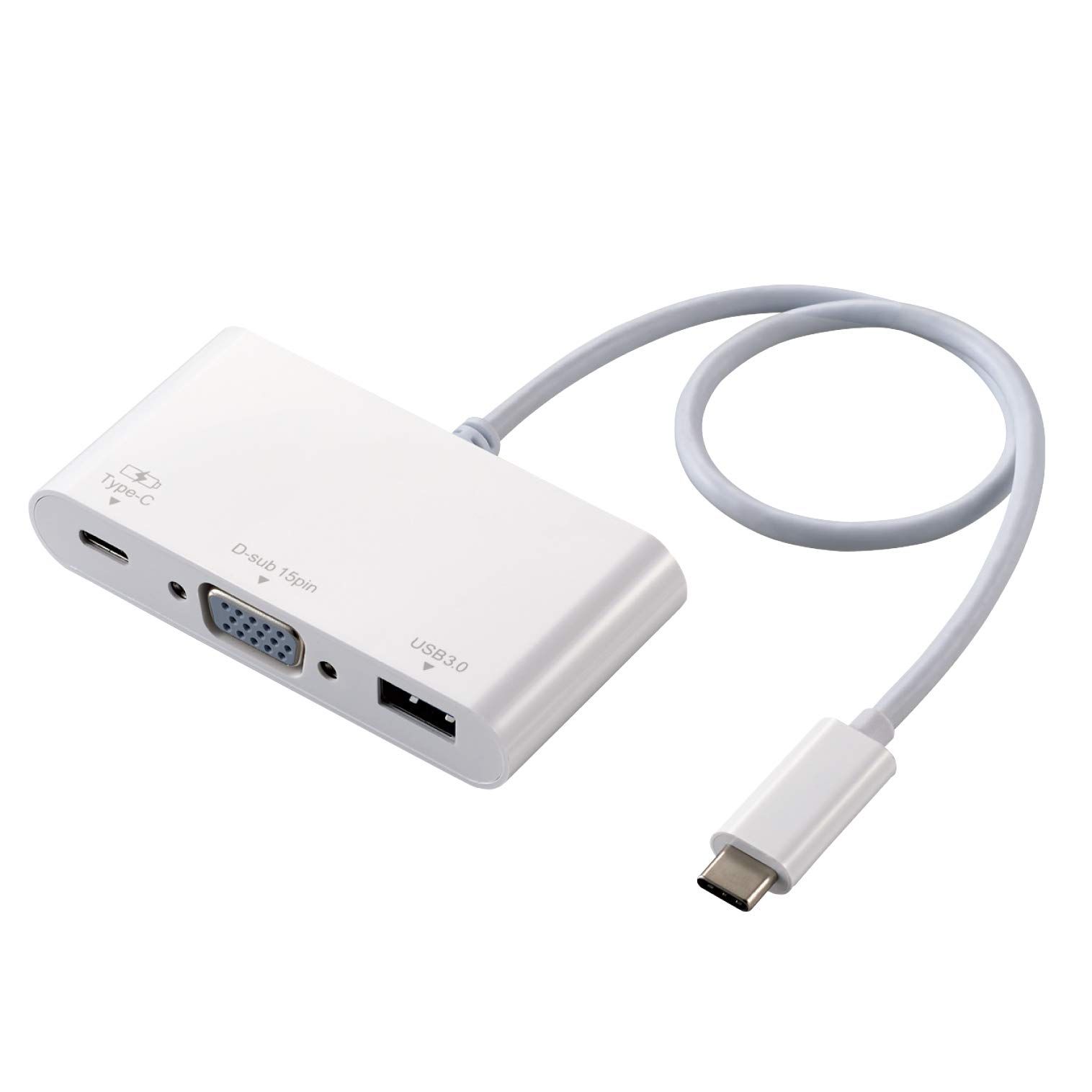 エレコム Type-Cドッキングステーション PD対応 充電u0026データ転送 Type-C×1 USB3.1(Gen1)×1 D-sub×1 ケーブル長30cm ホワイト DST-C14WH [ホワイト] [D-sub]
