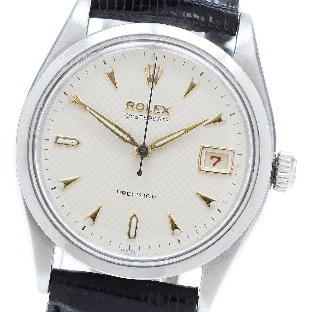 ken★ロレックス オイスターデイト プレシジョン★手巻 Ref6494 ロレックス ROLEX オイスターデイト Ref.6494 手巻き 赤デイト