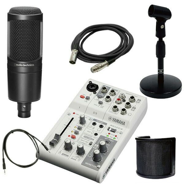 YAMAHA ミキサー AG03MK2 W(白) + コンデンサーマイクAT2020 +
