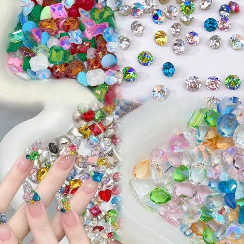 200-piece set of nail art stones, 5D colored nail stones, perfect for nail art, craft decoration, and more.