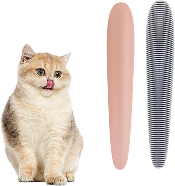 AnMIST Cat Brush, 2-Pack, Cat Tongue Design, Massage Brush, Grooming, Shedding Care, Hair Removal, Soft, Painless, Non-Slip Grip, Suitable for Dogs and Cats (Pink/Gray)