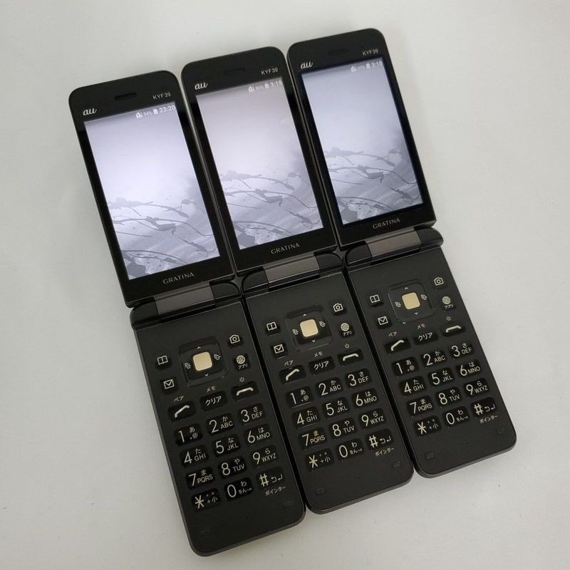 Set of 3! Feature phones (Garaho/feature phones) - au GRATINA KYF39 - Kyocera - SIM unlocked - Junk #003172+82+3212