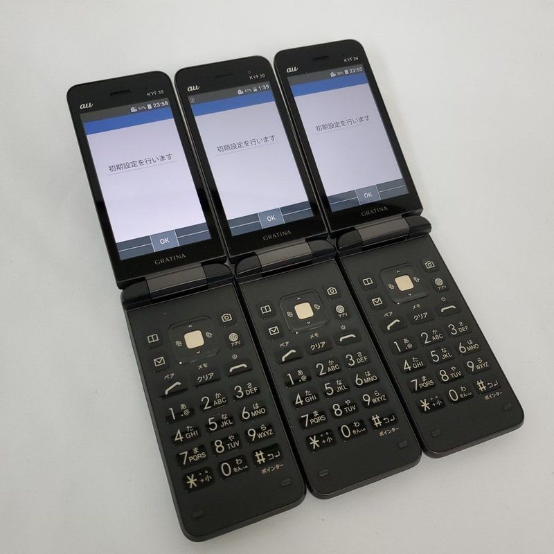 Set of 3! Feature phones (Garaho/Garaho) - au GRATINA KYF39 - Kyocera - SIM unlocked #003177+78+84
