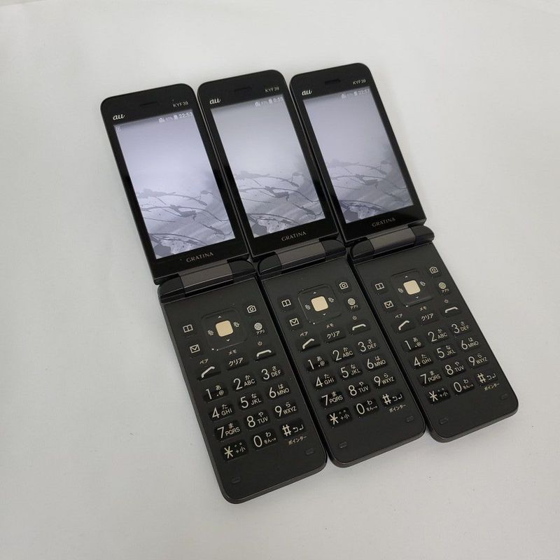 Set of 3! Feature phones (Garaho/Garaho) - au GRATINA KYF39 - Kyocera - SIM unlocked #003213+14+15