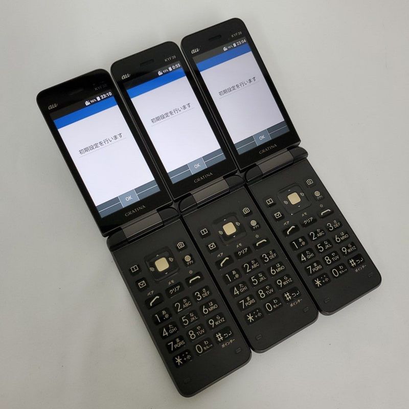 Set of 3! Feature phones (Garaho/Garaho) - au GRATINA KYF39 - Kyocera - SIM unlocked #003216+19+20