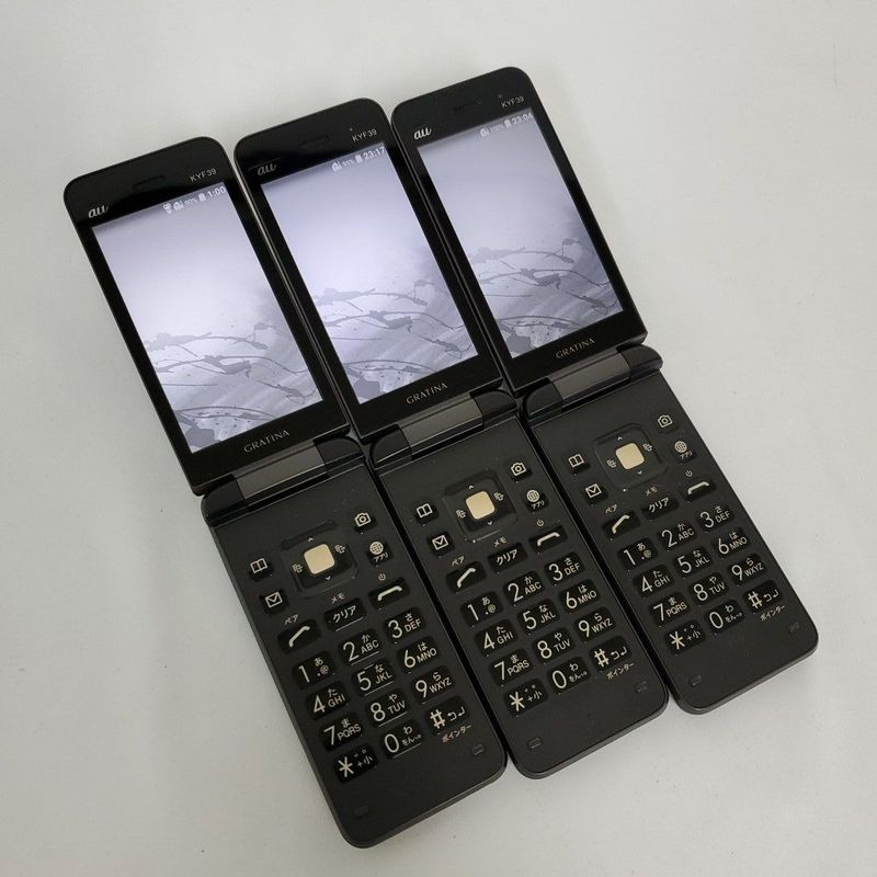 Set of 3! Feature phones (Garaho/Garaho) - au GRATINA KYF39 - Kyocera - SIM unlocked #003222+23+24