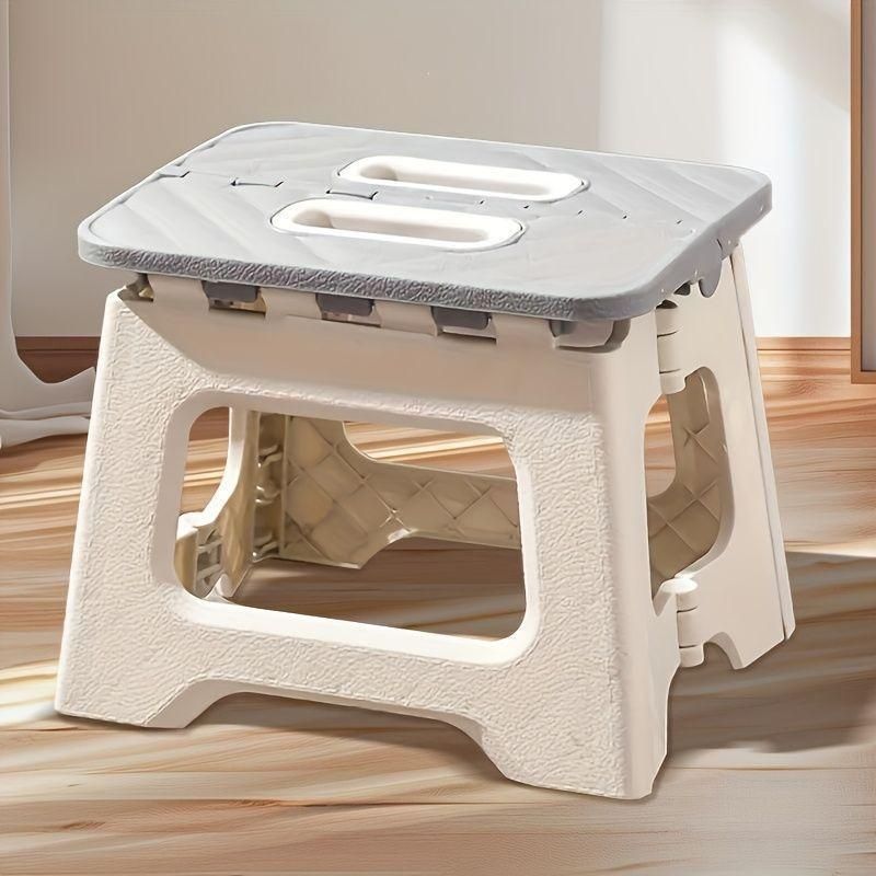 Multifunctional folding stool with handle - Lightweight and durable, perfect for kitchen, bathroom, camping, hiking, and barbecues.