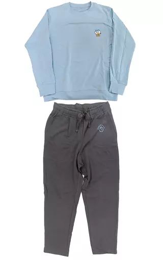 [Used] Clothing and Accessories: Hachiware Soft Sweat Lounge Set (Long Sleeve) Light Blue Men's Size L Chiikawa×GU