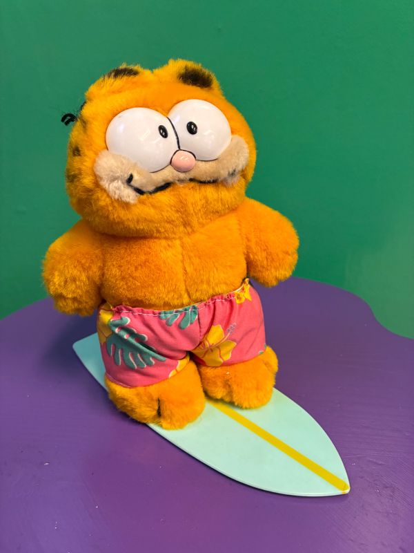1980s Dakin Garfield Surfing Plush Toy / Vintage Garfield Surfing Stuffed Animal