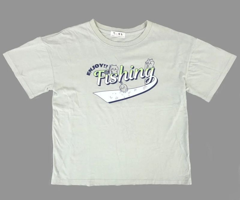 [Used] Clothing Chiikawa&Hachiware&Usagi(ENJOY!!Fishing) T-shirt, Gray, Women's Size L Chiikawa×Shimamura"
