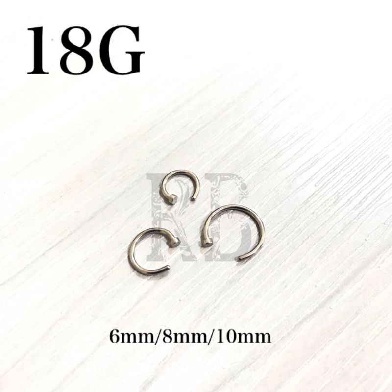 Body piercing, 18G nostril, silver, nose piercing, hoop earring