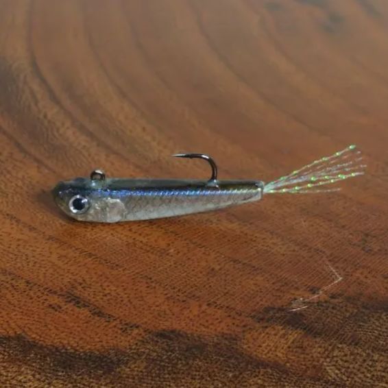 Custom-made taxidermied fish skin lure, Fly 30, Smelt