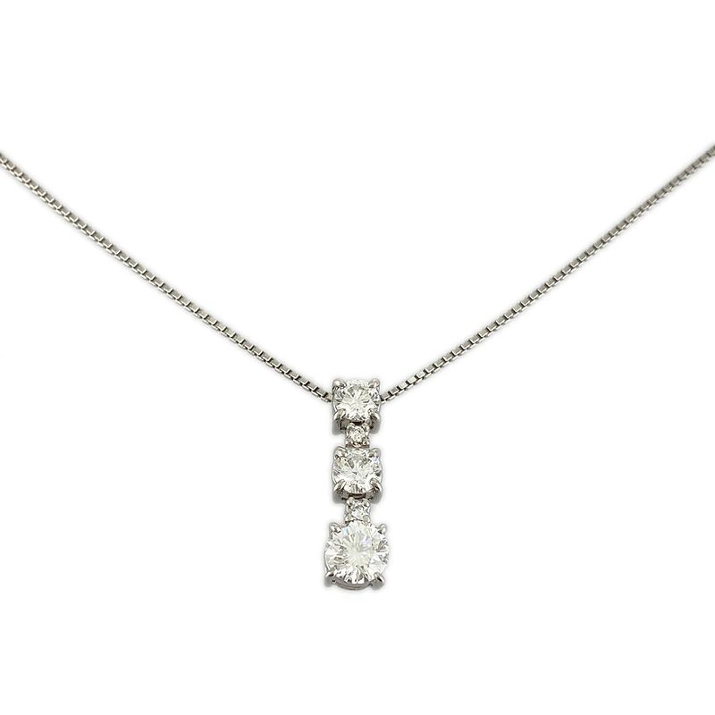 Pt850 ダイヤ トリロジー ネックレス D1.033ct 3連ダイヤNC 純正販売