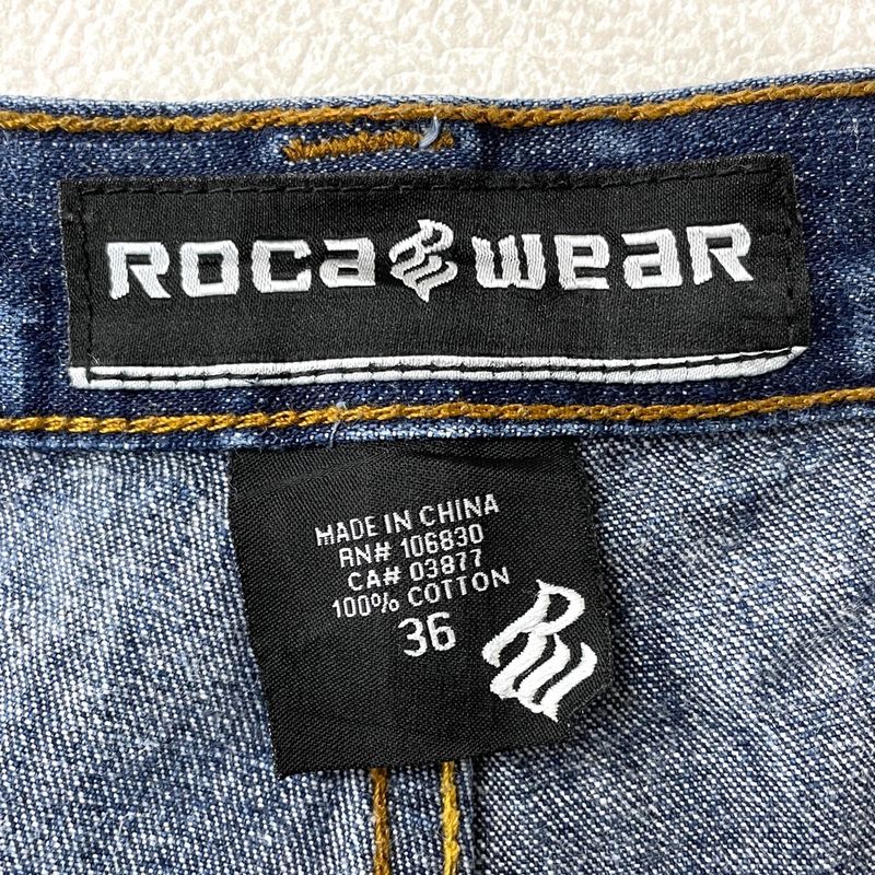 ROCAWEAR ハーフパンツ デニム 刺繍 インディゴ