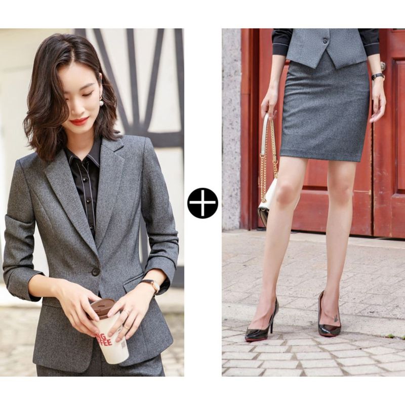☆ Gray ×Skirts☆ S ☆ Women's Suits Set pklxy1605 Women's Suits Formal Set Formal Suits business Suits Mom Suits ceremony Suits Jackets Top and bottom set Outfit Sets Stylish office casual outfit (top and bottom)
