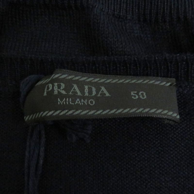 極美品 22SS PRADA プラダ バージンウール100％ Vネック ロング