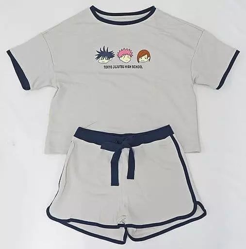 [Used] Clothing Yuji Itadori&Megumi Fushiguro&Nobara Kugisaki Lounge set (short-sleeved shirt & shorts) JUJUTSU KAISEN 1 Light Gray Women's M size Jujutsu Kaisen×GU