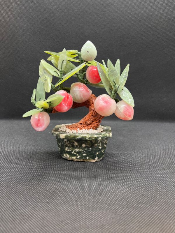 一部エリア発送可能 中国美術 中国玩具 玉石盆栽 桃の木 翡翠 石材