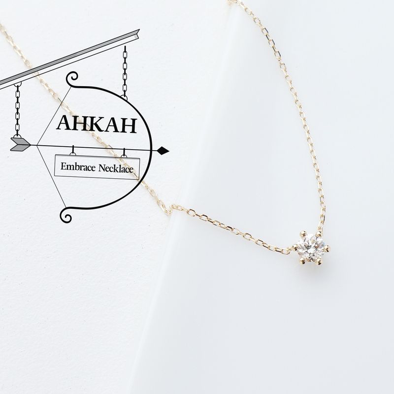 極美品 AHKAH アーカー エンブレイス ダイヤモンド K18 ネックレス