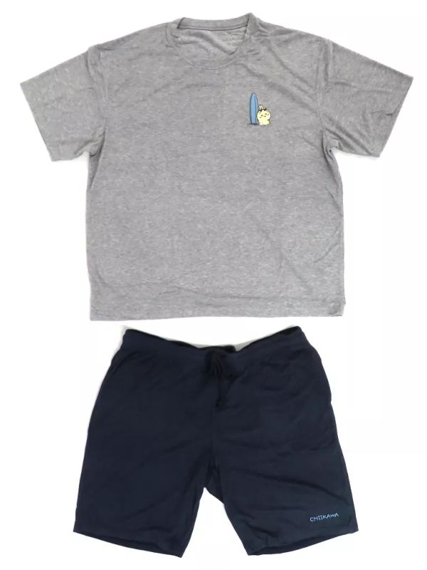 [Used] Clothing Usagi Chiikawa Summer Vacation Dry Pile Set (Short Sleeve & Shorts) Gray Men's Size L Chiikawa×GU