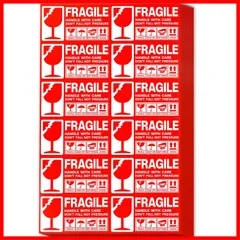 梱包ラベル 防水 壊れ物注意 標識シール (9 荷札シール 壊れ物シール x 100枚 ワレモノシール 5cm) 取扱注意シール