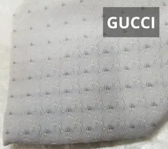 GUCCI グッチ ネクタイ シルク100％ ジャカード総柄 シルバー系 MADE IN ITALY《1021-04》