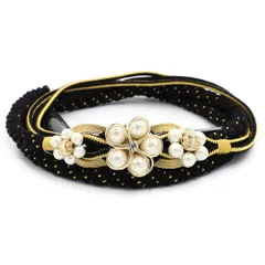 帯締め 飾り紐 振袖用 長尺 Ｌサイズ 正絹 成人式 黒 金 パール ビーズ 丸組紐 日本製 フォーマル セミフォーマル 礼装 結婚式 No.10-6826