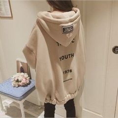 韓国 レディース ジップ パーカー ビッグシルエット アウター 秋冬 ベージュ