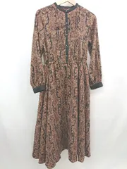 ◇ ⊂ アーバンリサーチ ペイズリー 長袖 ロング スタンドカラーデザインワンピース サイズone ブラウン系 レディース E  【1507160018252】