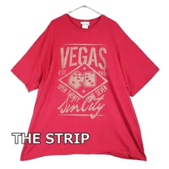 【肩幅61cm】【ラスベガス】THE STRIP ザ・ストリップ　LasVegas SinCity サイコロ ダイス プリント 半袖Tシャツ 2XLサイズ　コットン100% レッド 【湘南倉庫】ビッグサイズ　T17