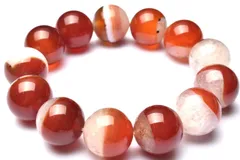 【１点物】大珠◇半々タイプ 赤縞瑪瑙と水晶の共生　17.5mm　ブレスレット パワーストーン 天然石 _MA5301