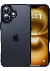 ★CASEKOO iPhone 16 用 ケース 耐衝撃 滑り止め 指紋防止 米軍MIL規格 マット仕上げ ストラップホール付き 黄変防止 耐久性 カバー ワイヤレス充電対応 アイフォン 16 用 6.1 インチ ケース(マットブラック)