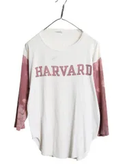 【お得なクーポン配布中!】 雰囲気系 70s USA製 チャンピオン ハーバード カレッジ 染込み プリント ベースボール Tシャツ L メンズ M 程 ヴィンテージ 7分袖 バータグ