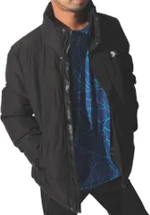 Logical Tennis Data ファイバー 中綿 ジャケット 化学繊維 メンズ レディース スポーツ 冬 春 秋 洗濯可 洗濯機 洗える(ブラック,  L)